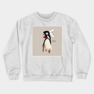 [AI Art] Proud Native American Woman With Headdress Crewneck Sweatshirt